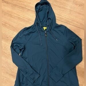 Nola Athletic Full Zip Hooded Jacket Peacock Blue 1X Like New